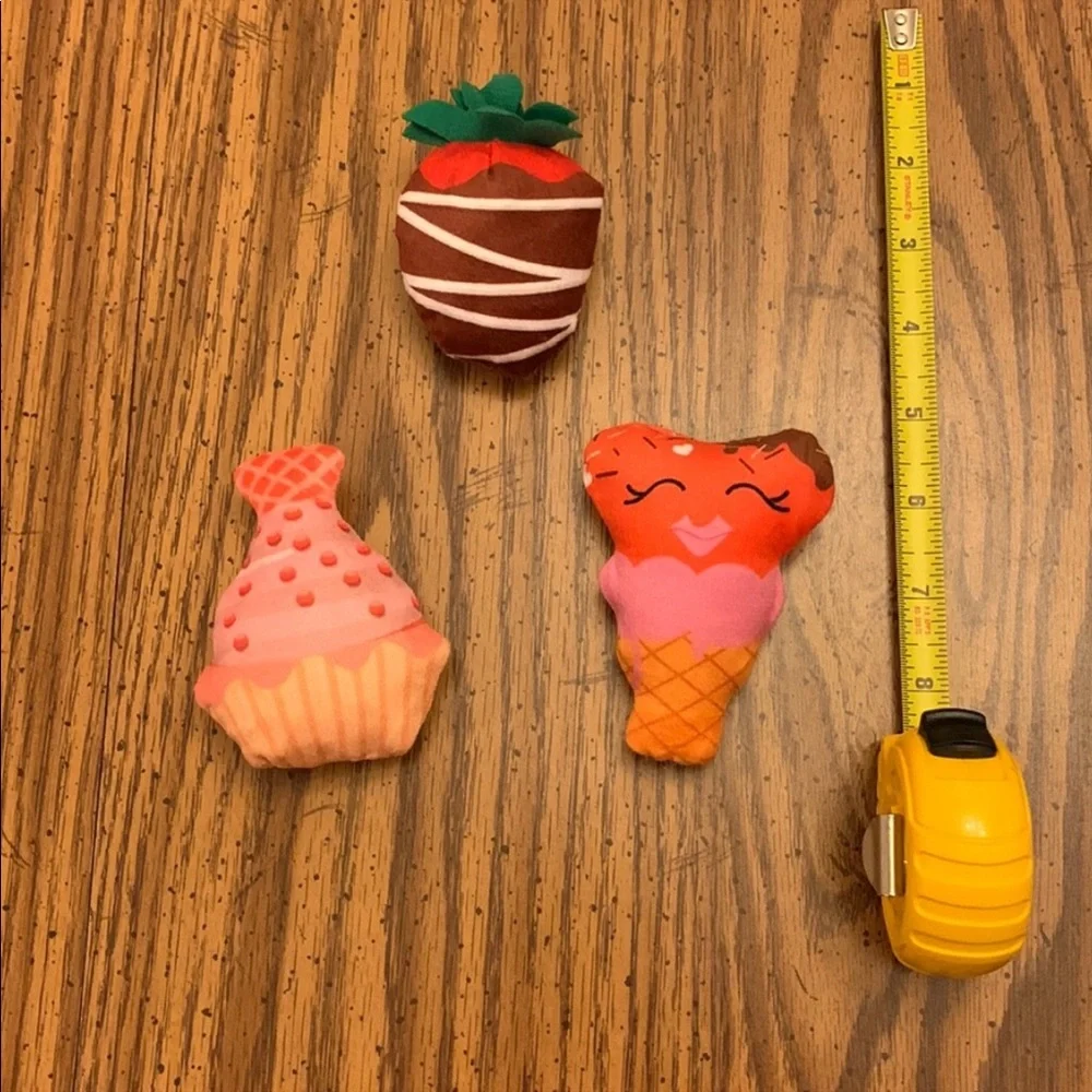Frisco Valentine 3 Piece Variety Graphic Dessert Plush Cat Toys With Cat Nip.